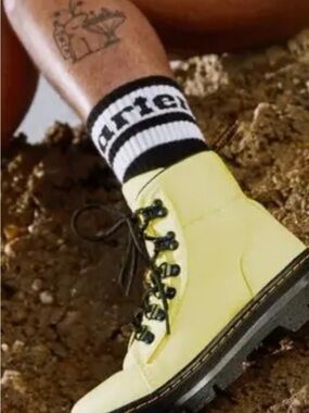 Dr. Martens Lemon Yellow Lace-Up Combat Boots